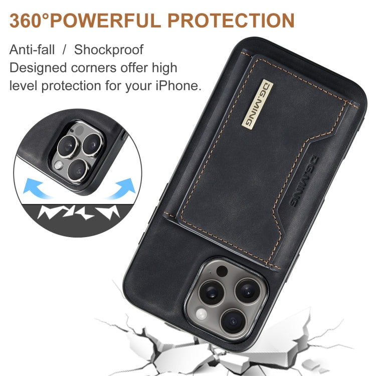 For iPhone 16 Pro DG.MING M2 Series 3-Fold Card Bag Wallet Leather Phone Case(Black)