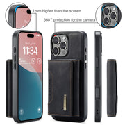 For iPhone 16 Pro DG.MING M2 Series 3-Fold Card Bag Wallet Leather Phone Case(Black)