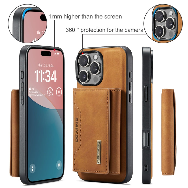 For iPhone 16 Pro DG.MING M2 Series 3-Fold Card Bag Wallet Leather Phone Case(Brown)