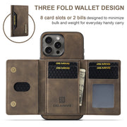 For iPhone 16 Pro DG.MING M2 Series 3-Fold Card Bag Wallet Leather Phone Case(Coffee)