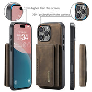 For iPhone 16 Pro DG.MING M2 Series 3-Fold Card Bag Wallet Leather Phone Case(Coffee)