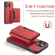 For iPhone 16 Pro DG.MING M2 Series 3-Fold Card Bag Wallet Leather Phone Case(Red)