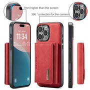 For iPhone 16 Pro DG.MING M2 Series 3-Fold Card Bag Wallet Leather Phone Case(Red)