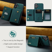 For iPhone 16 Plus DG.MING M2 Series 3-Fold Card Bag Wallet Leather Phone Case(Green)