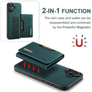 For iPhone 16 Plus DG.MING M2 Series 3-Fold Card Bag Wallet Leather Phone Case(Green)