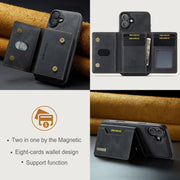 For iPhone 16 DG.MING M2 Series 3-Fold Card Bag Wallet Leather Phone Case(Black)