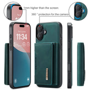 For iPhone 16 DG.MING M2 Series 3-Fold Card Bag Wallet Leather Phone Case(Green)