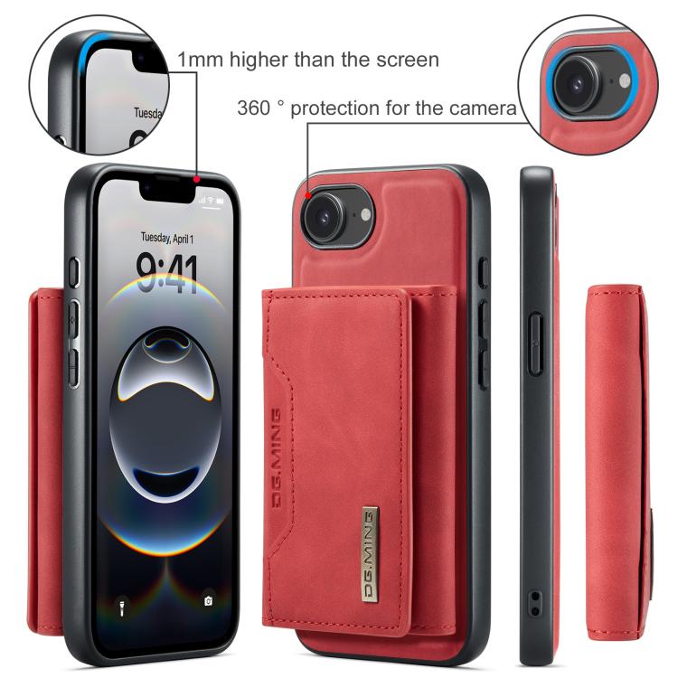 For iPhone 16e DG.MING M2 Series 3-Fold Card Bag Wallet Leather Phone Case(Red) - free shipping - PMc TechLife - Order now!