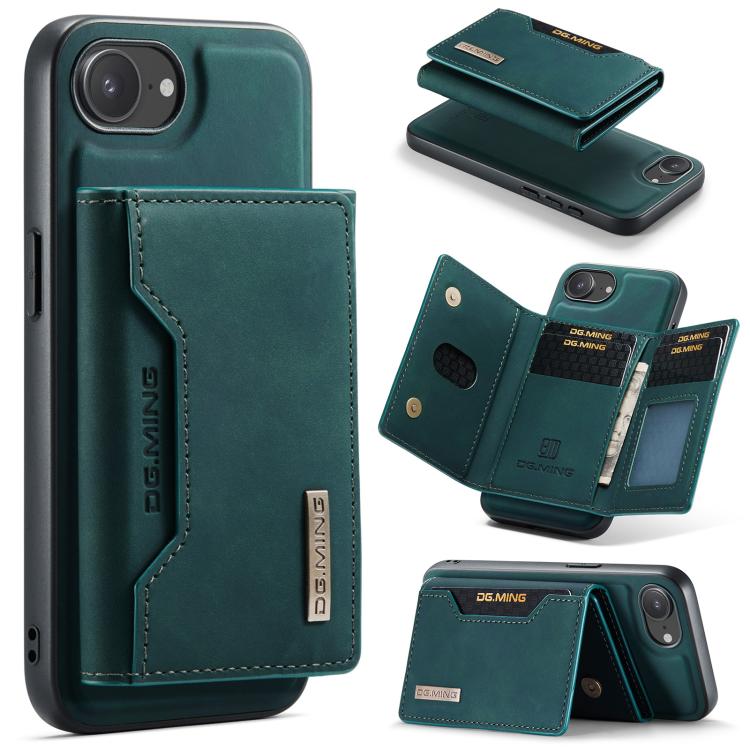 For iPhone 16e DG.MING M2 Series 3-Fold Card Bag Wallet Leather Phone Case(Green) - free shipping - PMc TechLife - Order now!