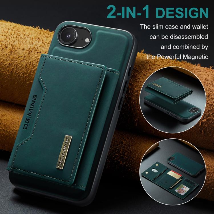 For iPhone 16e DG.MING M2 Series 3-Fold Card Bag Wallet Leather Phone Case(Green) - free shipping - PMc TechLife - Order now!