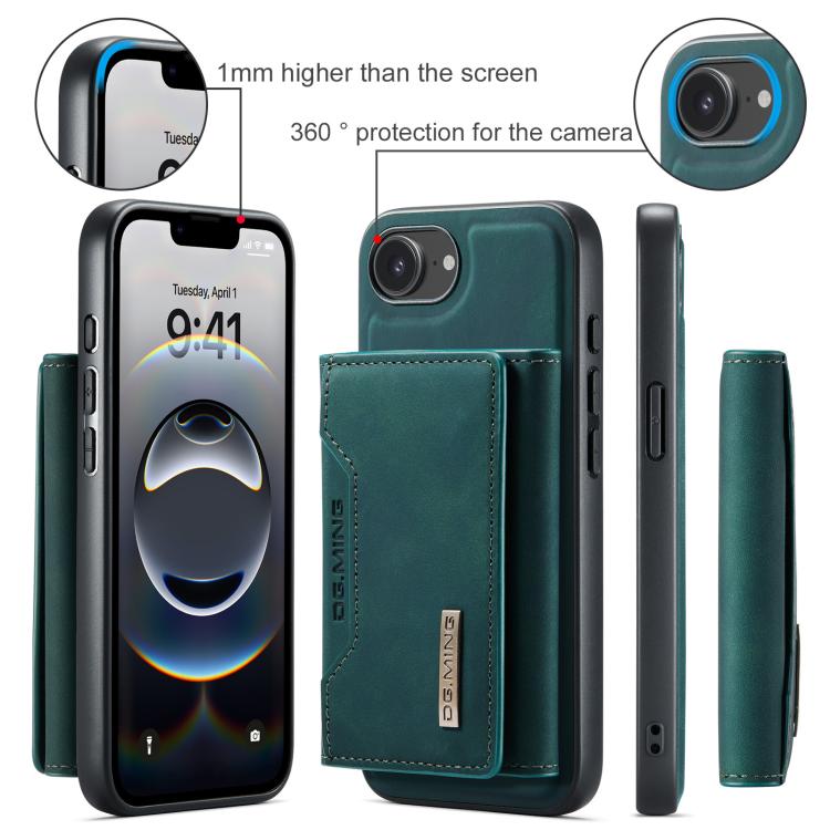 For iPhone 16e DG.MING M2 Series 3-Fold Card Bag Wallet Leather Phone Case(Green) - free shipping - PMc TechLife - Order now!