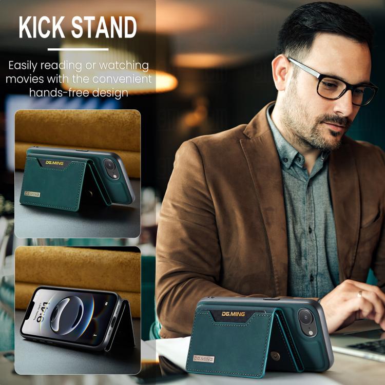 For iPhone 16e DG.MING M2 Series 3-Fold Card Bag Wallet Leather Phone Case(Green) - free shipping - PMc TechLife - Order now!