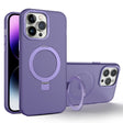 For iPhone 14 Pro MagSafe Metal Holder Frosted Translucent Phone Case(Dark Purple) - free shipping - PMC TechLife - Order now!