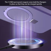 For iPhone 15 Plus MagSafe Metal Holder Frosted Translucent Phone Case(Dark Purple)