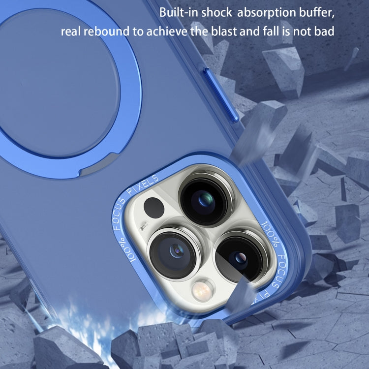 For iPhone 11 Pro MagSafe Metal Holder Frosted Translucent Phone Case(Dark Purple) - iPhone 11 Pro Max Cases by PMC TechLife | Online Shopping South Africa | PMC TechLife