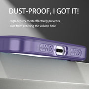 For iPhone 15 Plus MagSafe Metal Holder Frosted Translucent Phone Case(Dark Purple)