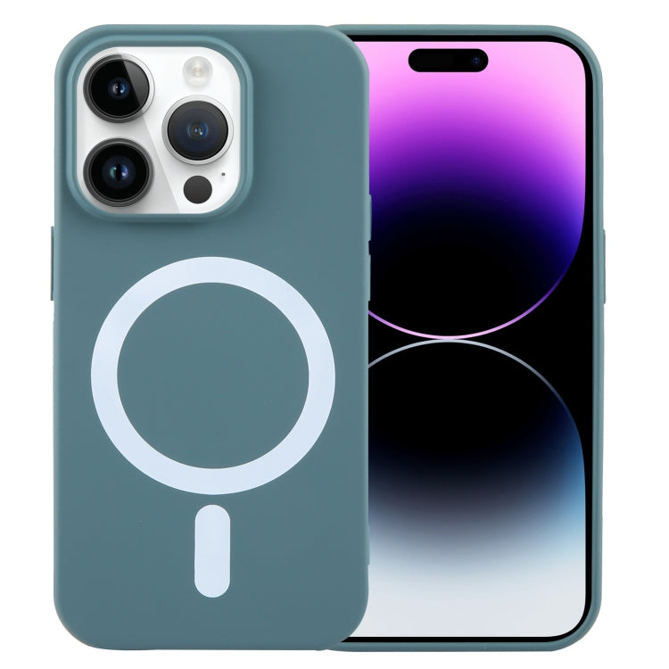 For iPhone 14 Pro MagSafe Liquid Silicone Phone Case(Deep Green) - iPhone 14 Pro Cases by PMC TechLife | Online Shopping South Africa | PMC TechLife