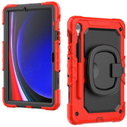 For Samsung Galaxy Tab S9 D Type Silicone Hybrid PC Tablet Case with Handle Holder(Red)