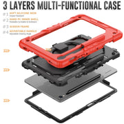 For Samsung Galaxy Tab S9 D Type Silicone Hybrid PC Tablet Case with Handle Holder(Red)