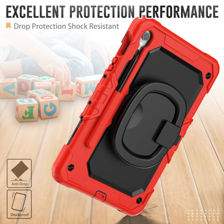 For Samsung Galaxy Tab S9 D Type Silicone Hybrid PC Tablet Case with Handle Holder(Red)