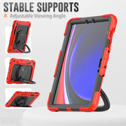 For Samsung Galaxy Tab S9 D Type Silicone Hybrid PC Tablet Case with Handle Holder(Red)