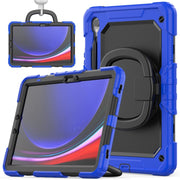 For Samsung Galaxy Tab S9 D Type Silicone Hybrid PC Tablet Case with Handle Holder(Blue)
