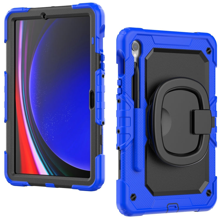 For Samsung Galaxy Tab S9 D Type Silicone Hybrid PC Tablet Case with Handle Holder(Blue)