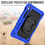 For Samsung Galaxy Tab S9 D Type Silicone Hybrid PC Tablet Case with Handle Holder(Blue)