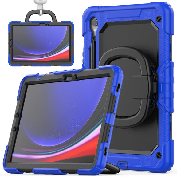 For Samsung Galaxy Tab S9 D Type Silicone Hybrid PC Tablet Case with Handle Holder(Blue)