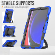 For Samsung Galaxy Tab S9 D Type Silicone Hybrid PC Tablet Case with Handle Holder(Blue)
