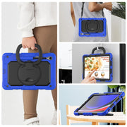 For Samsung Galaxy Tab S9 D Type Silicone Hybrid PC Tablet Case with Handle Holder(Blue)