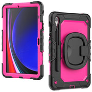 For Samsung Galaxy Tab S9 D Type Silicone Hybrid PC Tablet Case with Handle Holder(Rose Red PC)