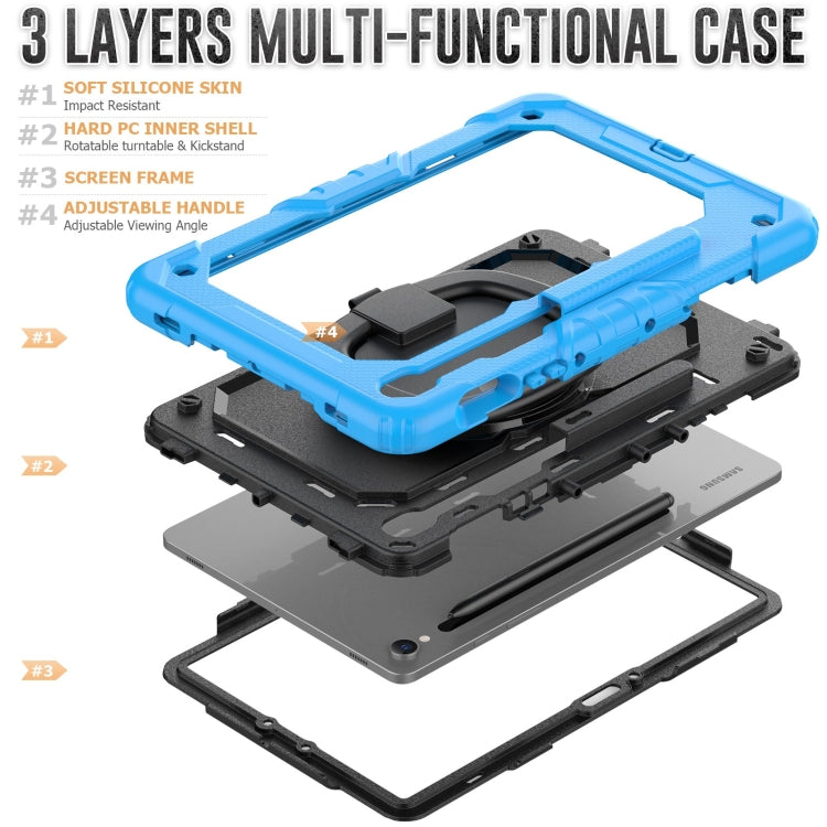 For Samsung Galaxy Tab S9 D Type Silicone Hybrid PC Tablet Case with Handle Holder(Light Blue) - free shipping - PMC Jewellery - Order now!