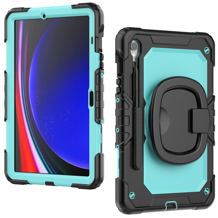For Samsung Galaxy Tab S9 D Type Silicone Hybrid PC Tablet Case with Handle Holder(Light Blue PC)