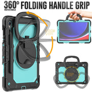 For Samsung Galaxy Tab S9 D Type Silicone Hybrid PC Tablet Case with Handle Holder(Light Blue PC)