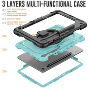 For Samsung Galaxy Tab S9 D Type Silicone Hybrid PC Tablet Case with Handle Holder(Light Blue PC)
