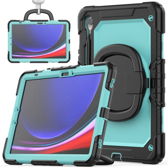For Samsung Galaxy Tab S9 D Type Silicone Hybrid PC Tablet Case with Handle Holder(Light Blue PC)
