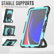 For Samsung Galaxy Tab S9 D Type Silicone Hybrid PC Tablet Case with Handle Holder(Light Blue PC)