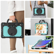 For Samsung Galaxy Tab S9 D Type Silicone Hybrid PC Tablet Case with Handle Holder(Light Blue PC)