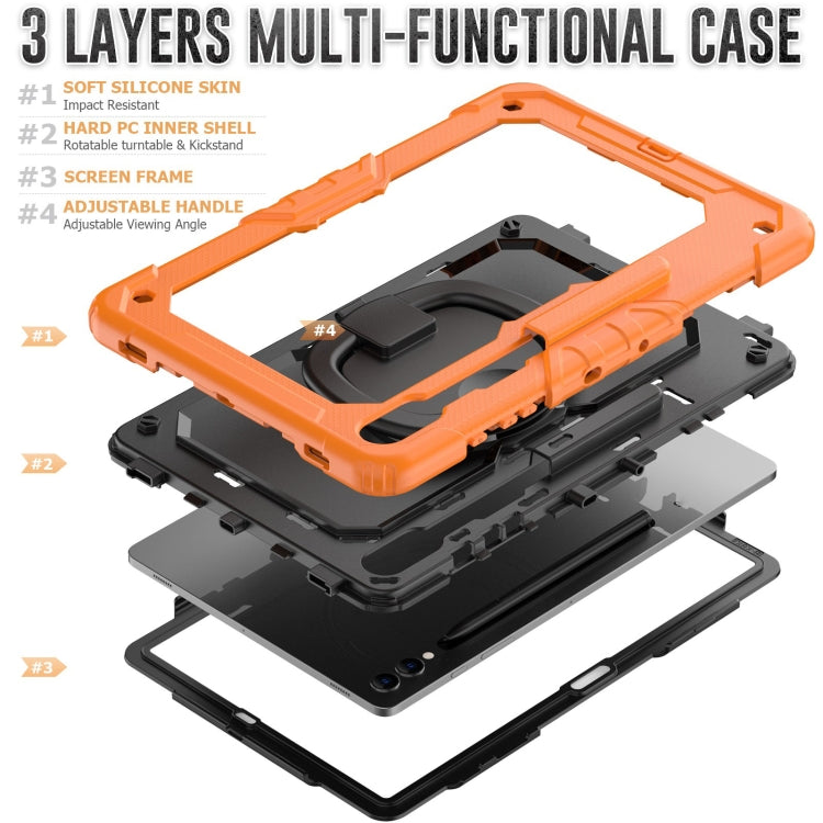 For Samsung Galaxy Tab S9+ / S10+ D Type Silicone Hybrid PC Tablet Case with Handle Holder(Orange)