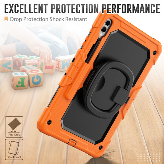 For Samsung Galaxy Tab S9+ / S10+ D Type Silicone Hybrid PC Tablet Case with Handle Holder(Orange)