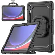 For Samsung Galaxy Tab S9+ / S10+ D Type Silicone Hybrid PC Tablet Case with Handle Holder(Black)