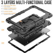 For Samsung Galaxy Tab S9+ / S10+ D Type Silicone Hybrid PC Tablet Case with Handle Holder(Black)