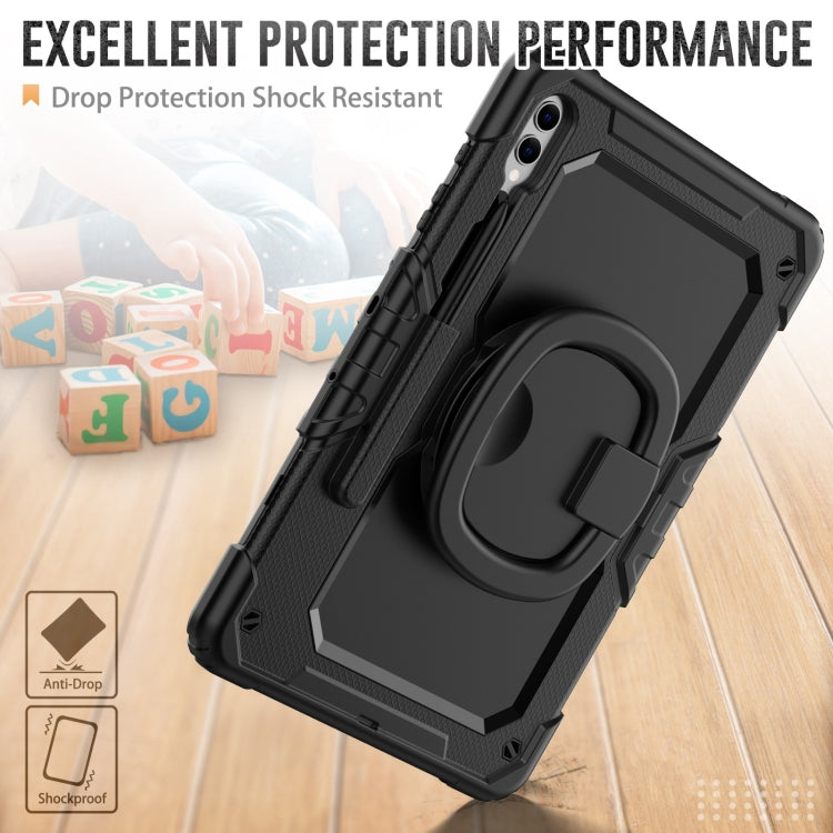 For Samsung Galaxy Tab S9+ / S10+ D Type Silicone Hybrid PC Tablet Case with Handle Holder(Black)