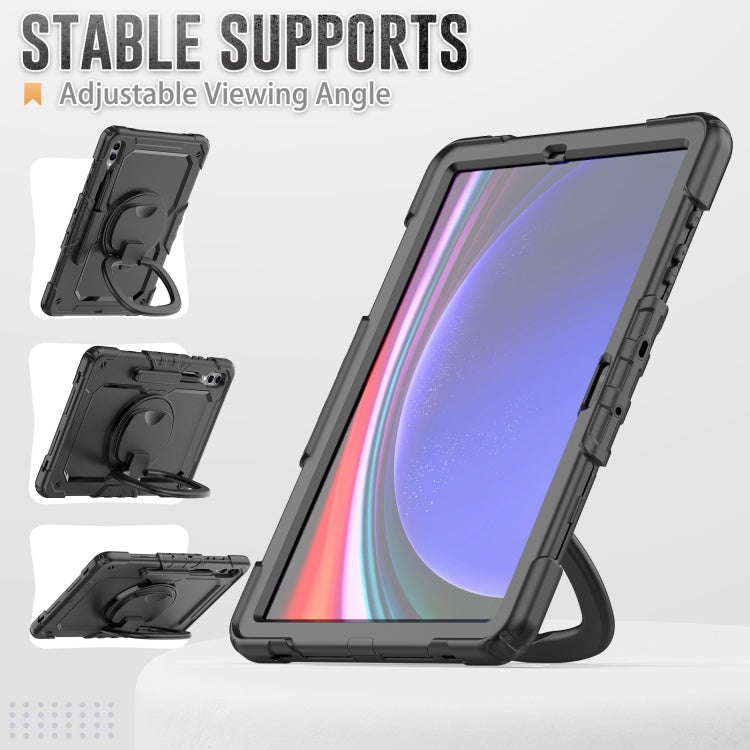 For Samsung Galaxy Tab S9+ / S10+ D Type Silicone Hybrid PC Tablet Case with Handle Holder(Black)