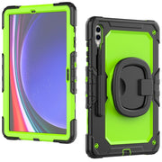 For Samsung Galaxy Tab S9+ / S10+ D Type Silicone Hybrid PC Tablet Case with Handle Holder(Yellow Green PC)