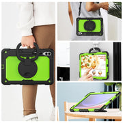 For Samsung Galaxy Tab S9+ / S10+ D Type Silicone Hybrid PC Tablet Case with Handle Holder(Yellow Green PC)
