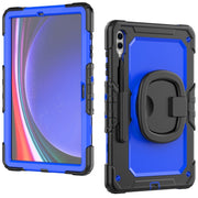 For Samsung Galaxy Tab S9+ / S10+ D Type Silicone Hybrid PC Tablet Case with Handle Holder(Blue PC)