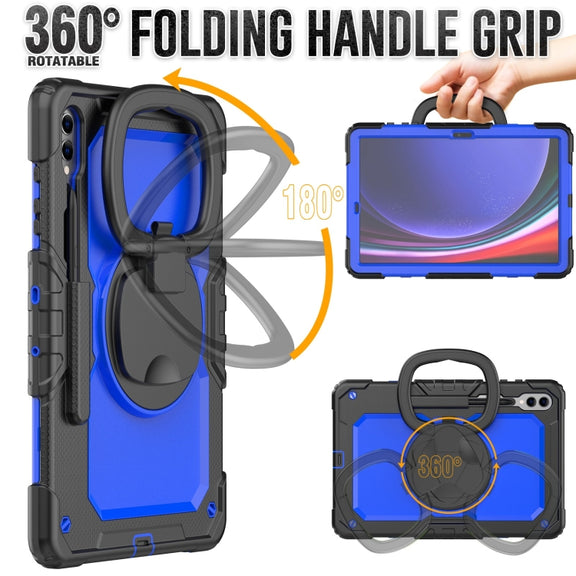 For Samsung Galaxy Tab S9+ / S10+ D Type Silicone Hybrid PC Tablet Case with Handle Holder(Blue PC)