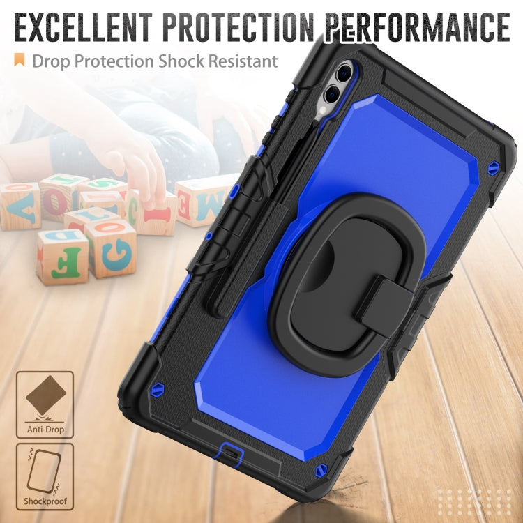 For Samsung Galaxy Tab S9+ / S10+ D Type Silicone Hybrid PC Tablet Case with Handle Holder(Blue PC)